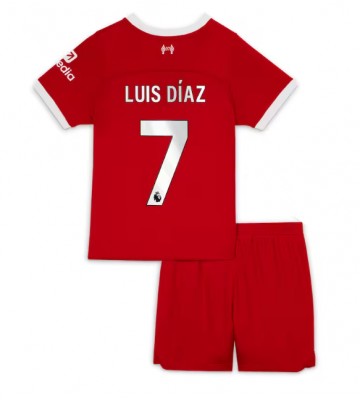Liverpool Luis Diaz #7 Replika Babytøj Hjemmebanesæt Børn 2023-24 Kortærmet (+ Korte bukser)